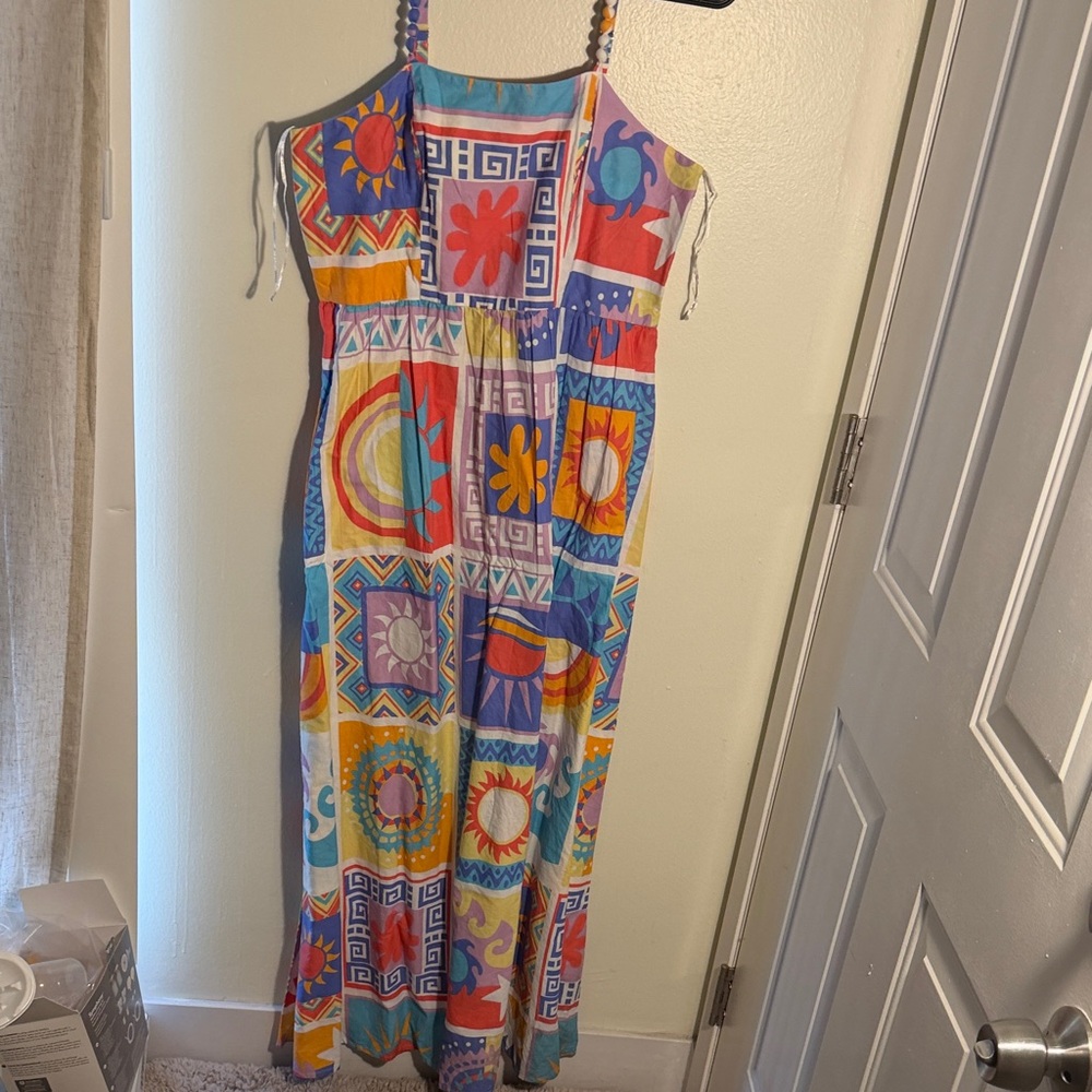 Colorful Geometric Print Maxi Dress